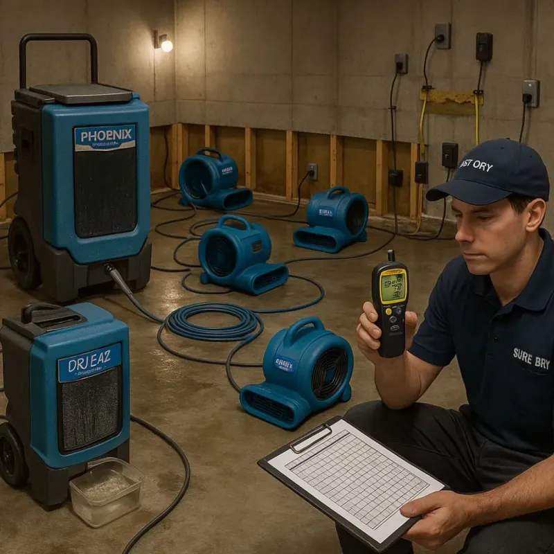 Structural Drying and Dehumidification process in Hallsville, TX
